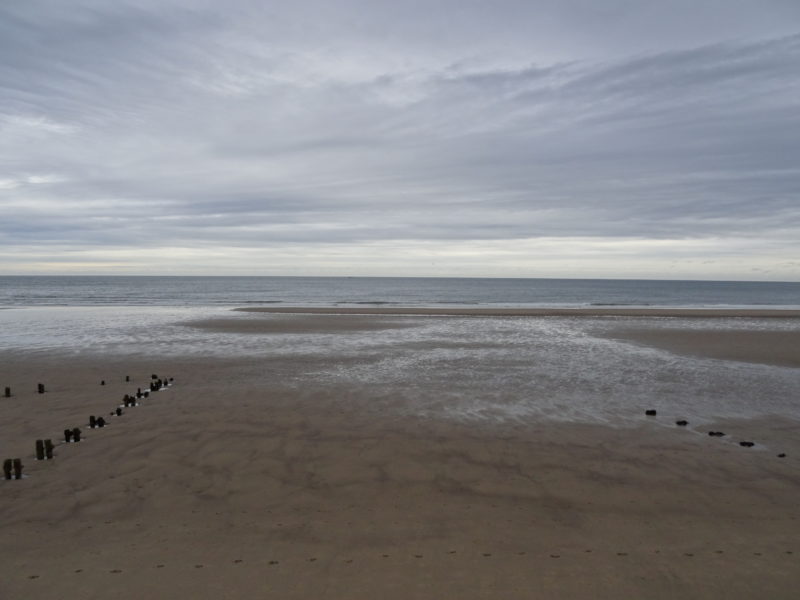 The beach at sandsend with groyne stubs, looking towards the sea