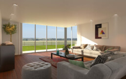 Internal 3D visualisation of new home lounge at Park Avenue, York